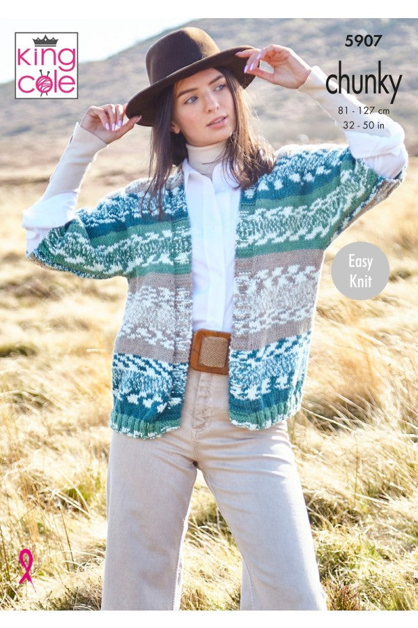 King Cole: 5907 Cardigan & Waistcoat Nordic Chunky Leaflet