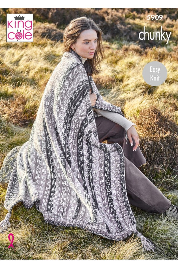 King Cole 5909 Blanket, Bed Runner and Cushion Cover in Nordic Chunky Leaflet