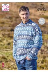 King Cole 5910 Mens Sweaters in Nordic Chunky Leaflet