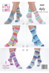 King Cole 5662 Socks & Triangular Wrap in Summer 4 Ply Leaflet