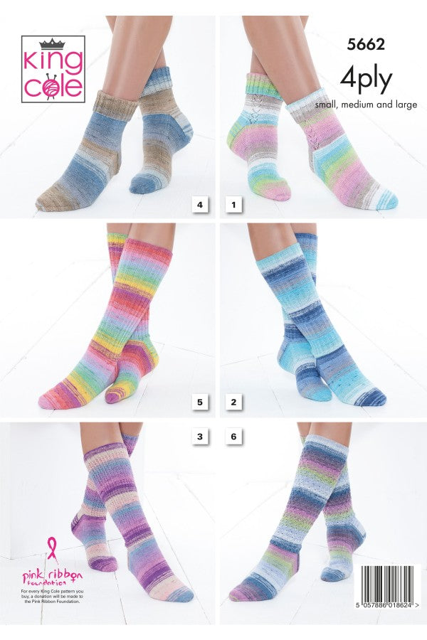 King Cole 5662 Socks & Triangular Wrap in Summer 4 Ply Leaflet