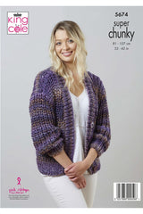 King Cole 5674 Rib Polo Neck Sweater Or Cardigan in Explorer Leaflet