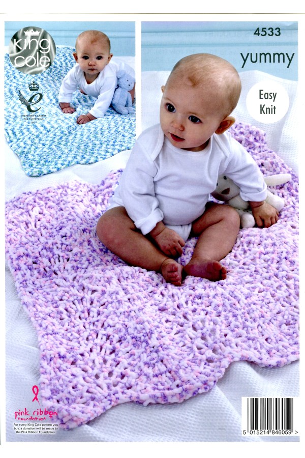King Cole 4533 Blankets in Yummy Chunky Leaflet