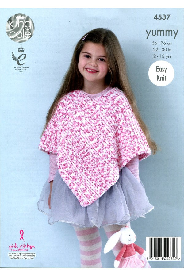 King Cole 4537 Ponchos in Yummy Chunky Leaflet