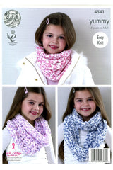 King Cole 4541 Snoods in Yummy Chunky Leaflet