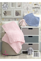 King Cole 4821 Poncho and Blanket in Yummy Leaflet