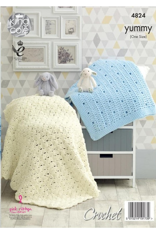King Cole 4824 Crochet Blankets in Yummy Leaflet