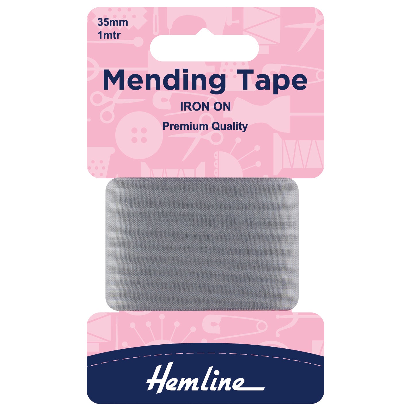 Iron On Mending Tape Mid Grey 100cm x 38mm