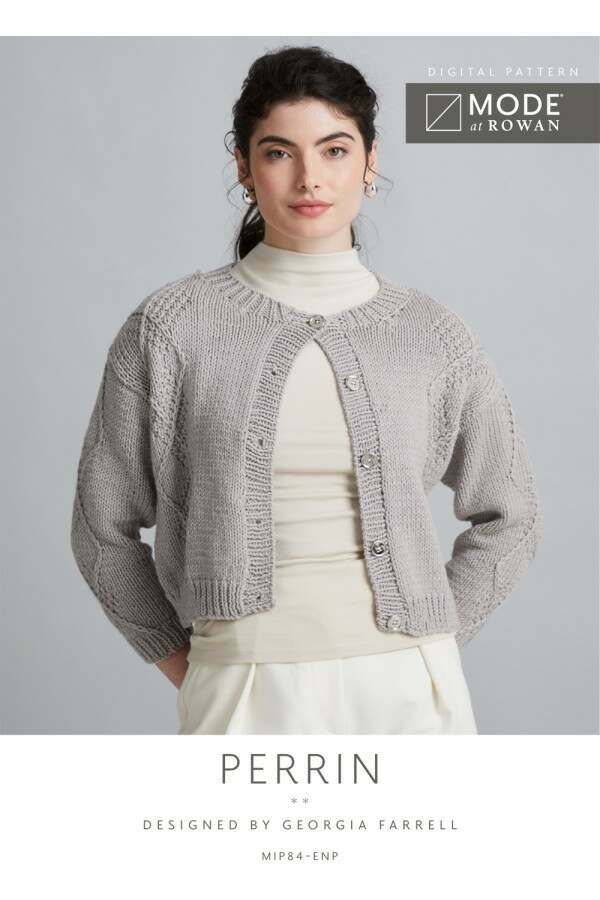 MODE at Rowan Perrin Cardigan by Georgia Farrell in Merino Soft Leaflet