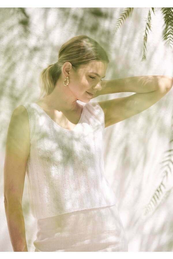 MODE at Rowan Sorine Top by Quail Studio in Alpaca Haze Leaflet