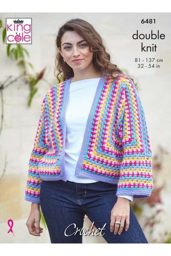King Cole 6481 Crochet Cardigans in Merino Blend DK Leaflet