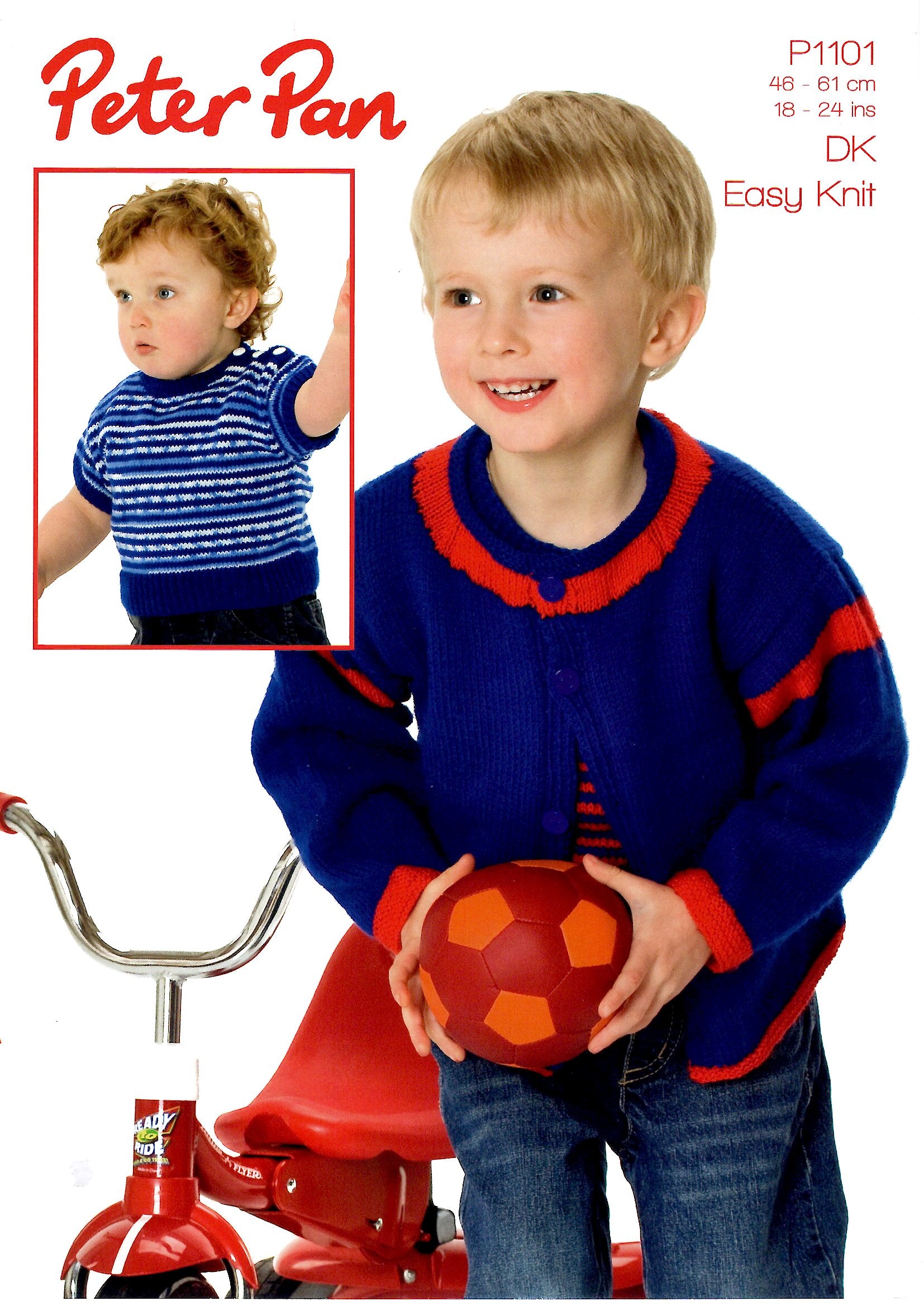 Peter Pan DK P1101 Sweater or Cardigan 18-24 (Knitting Pattern)