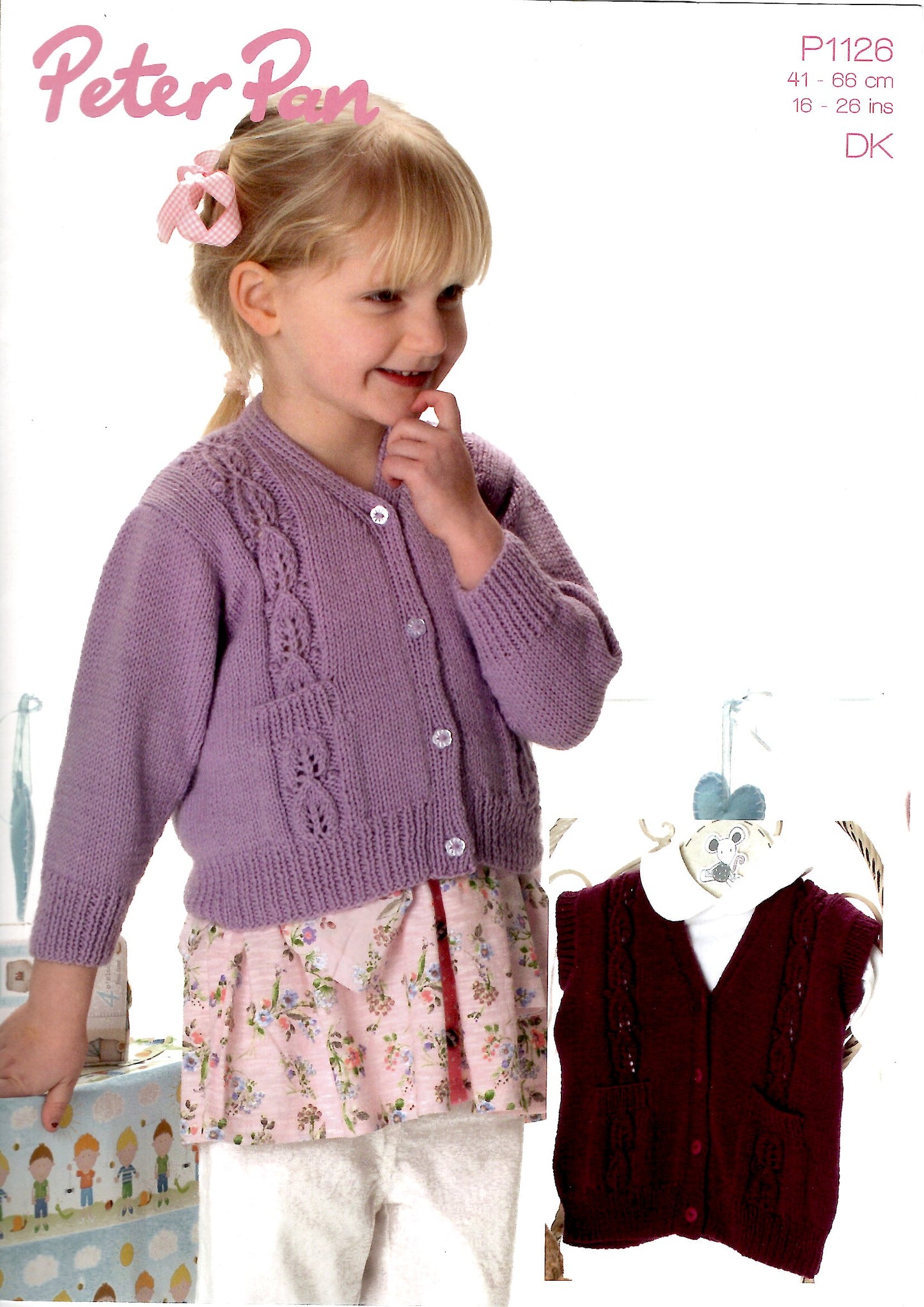 Peter Pan DK P1126 Cardigan and Waistcoat 16-26 (Knitting Pattern)