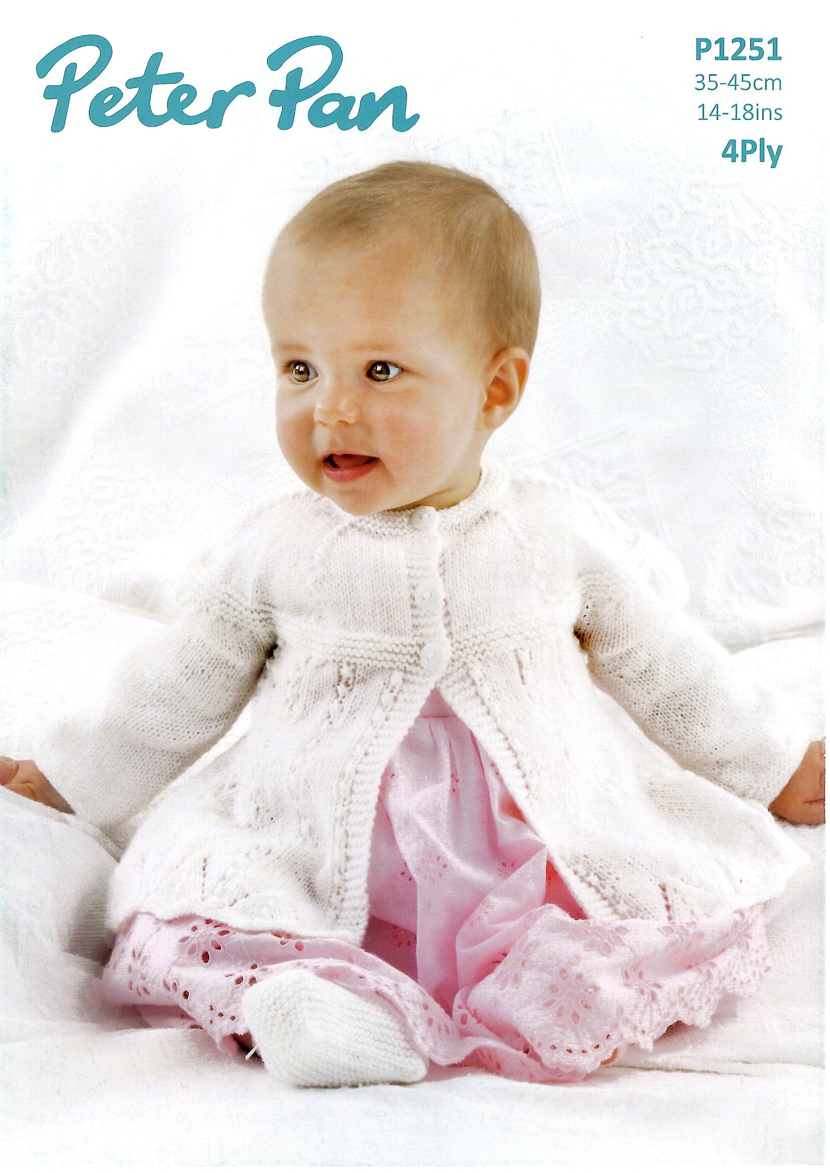 Peter Pan P1251 4ply Matinee Jacket, Bonnet and Booties (Downloadable PDF)