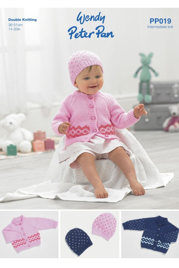 Peter Pan PP019 Cardigans and Hat in Peter Pan DK Leaflet