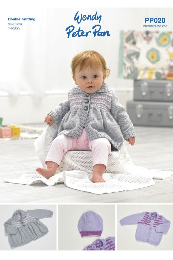 Peter Pan PP020 Jacket, Cardigan and Hat in Peter Pan DK Leaflet