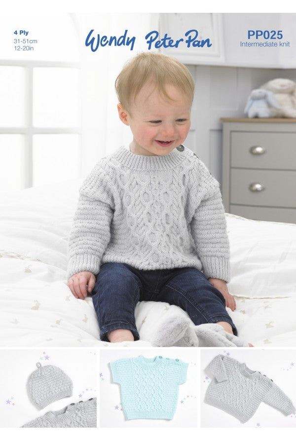 Peter Pan PP025 Sweater, Slipover and Hat in Peter Pan 4 Ply Leaflet