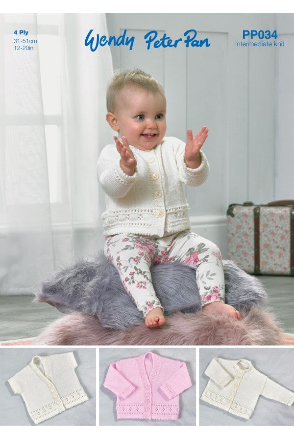 Peter Pan PP034 Cardigans and Waistcoat in Peter Pan 4 Ply Leaflet