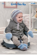 Peter Pan P1300 Hats, Mitts and Boots in Precious Chunky Leaflet