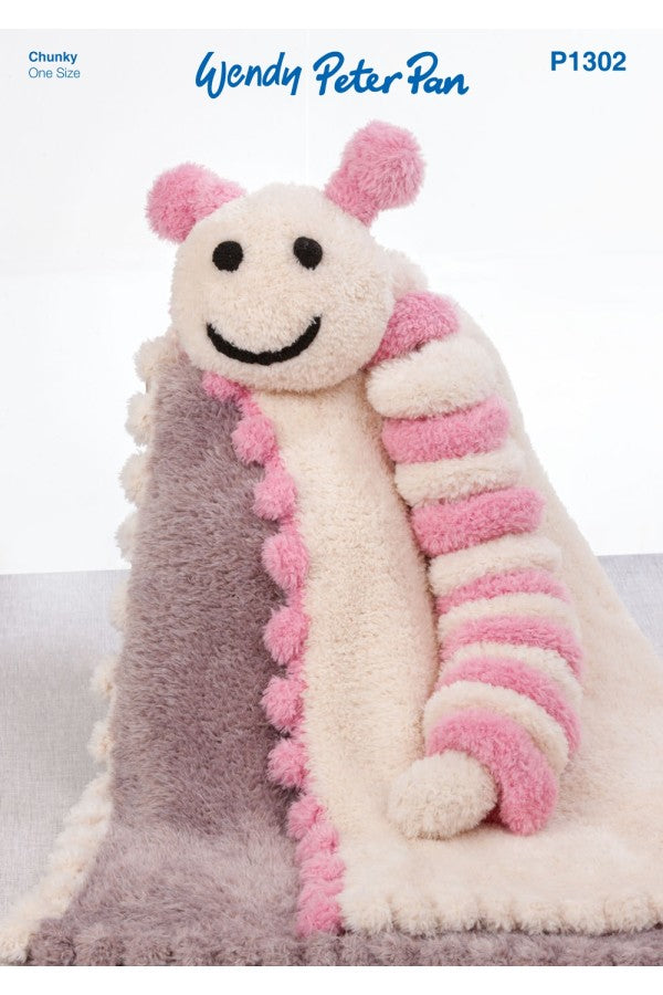 Peter Pan P1302 Bobble Edge Blankets and Caterpillar in Precious Chunky Leaflet