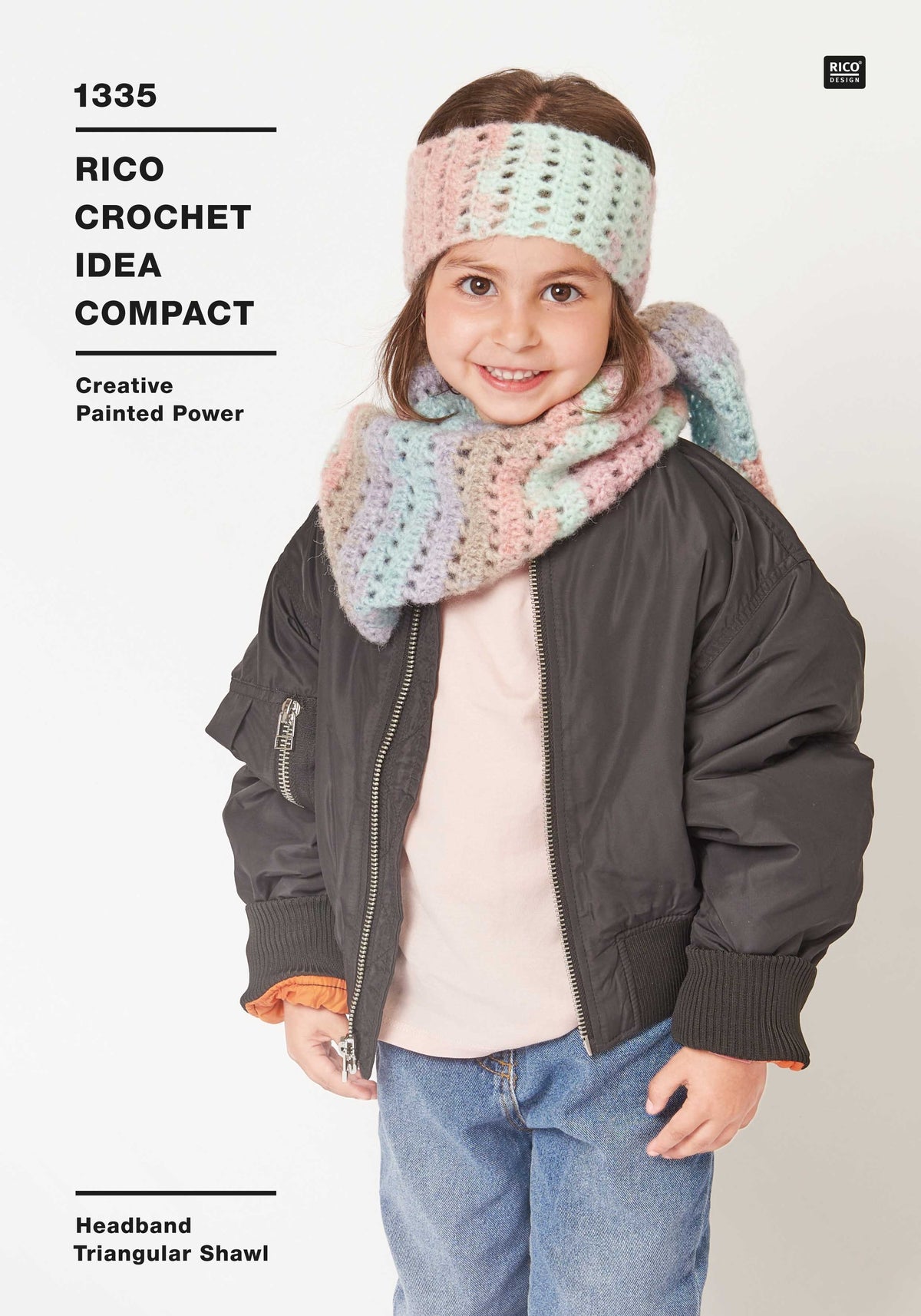 Rico Crochet Idea Compact 1335 Headband and Triangular Scarf in Creative Painted Power leaflet
