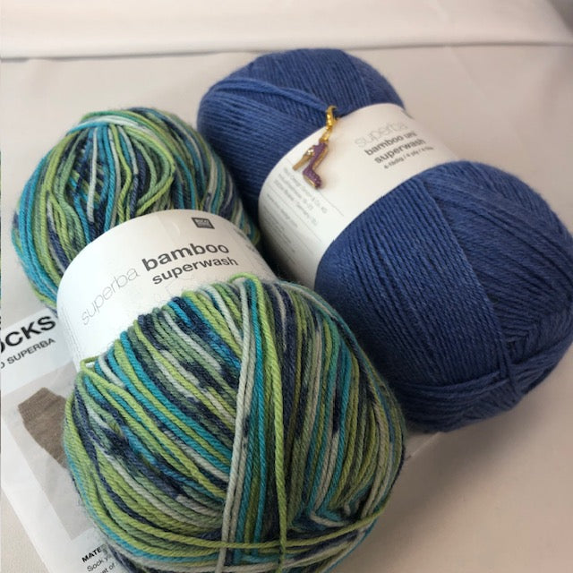 Knitting Sock Kit - Ocean Rico Superba Bamboo Yarn