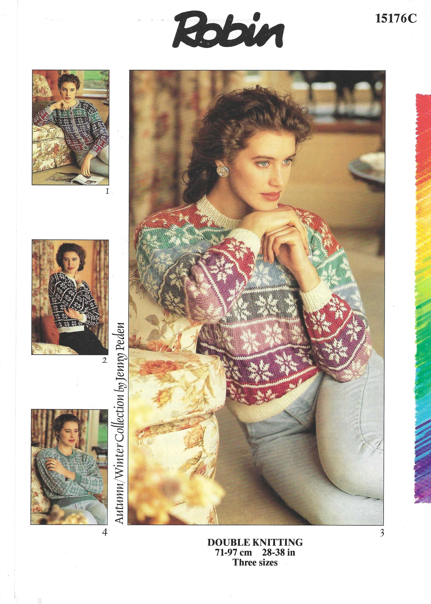 Robin New World DK Ladies Snowflake Design Cardigan Or Sweater DK 15176C (Downloadable PDF)
