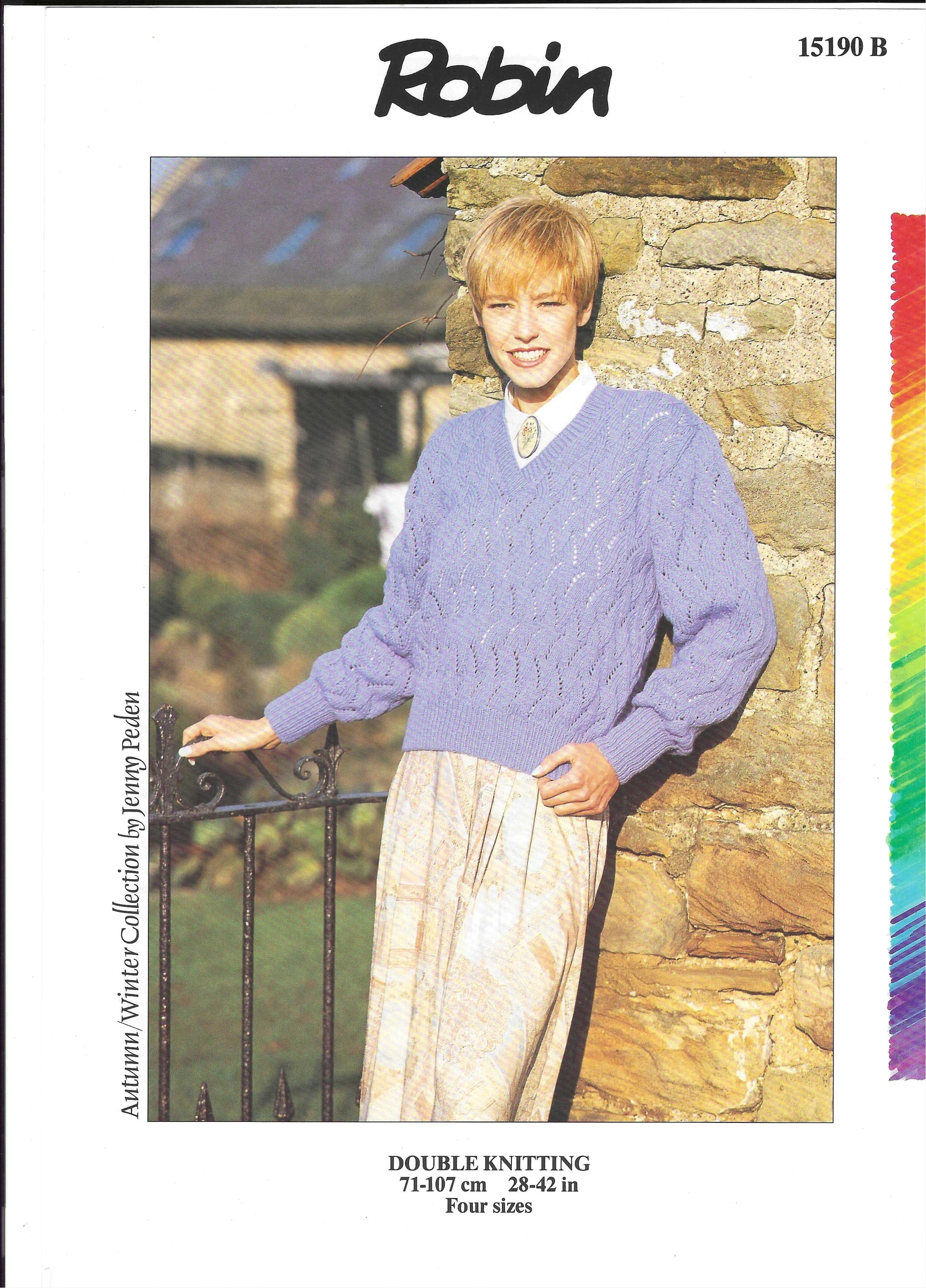 PDF Ladies Lacy Sweater DK Robin 15190 (Downloadable PDF)