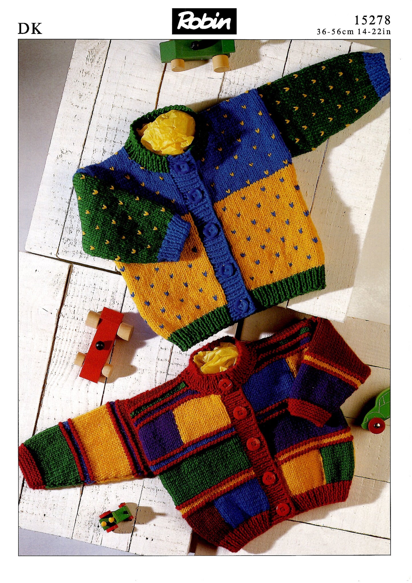 Robin 15278 DK Colourfull Cardigans 36cm-56cm (Downloadable PDF)