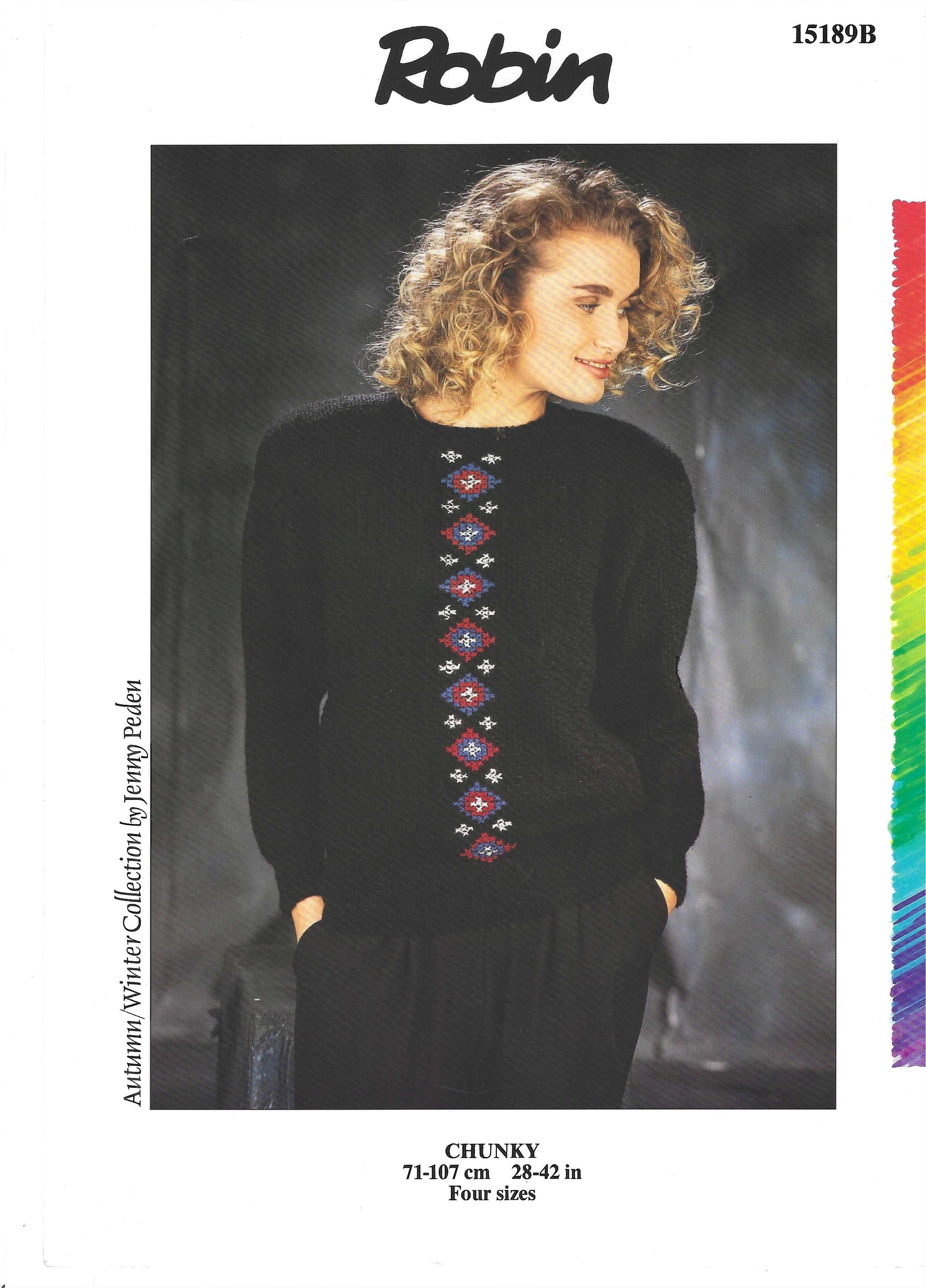 PDF Ladies Sweater With Embroidery Chunky Yarn Robin 15189 (Downloadable PDF)