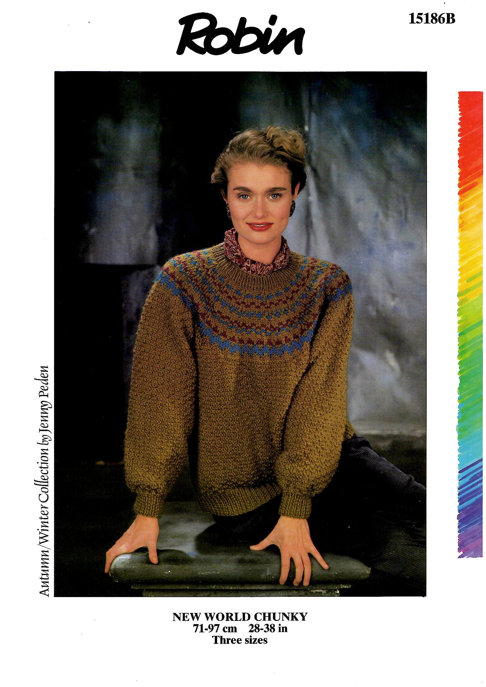 PDF Ladies Chunky Sweater With Fairisle Yoke Robin 15186 (Downloadable PDF)