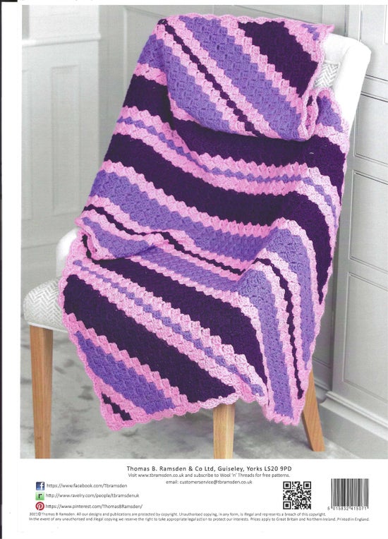 Robin 3021 Chunky Crochet Diagonal Stipe Throw