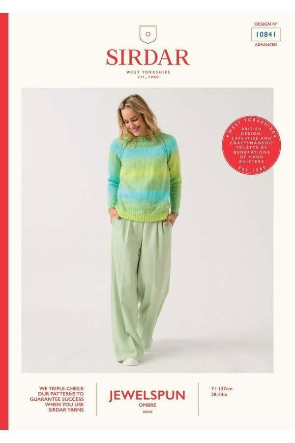 Sirdar 10841 Sweater in Jewelspun Ombre Aran Booklet