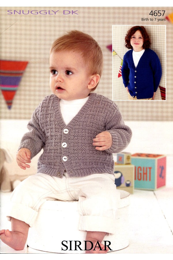 Sirdar 4657 Boy's V Neck Cardigans in Snuggly DK Leaflet