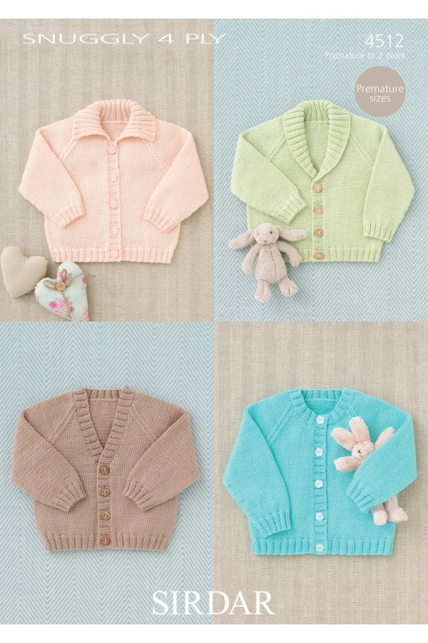 Sirdar 4512 Snuggly 4 Ply Baby's Raglan Cardigans Leaflet