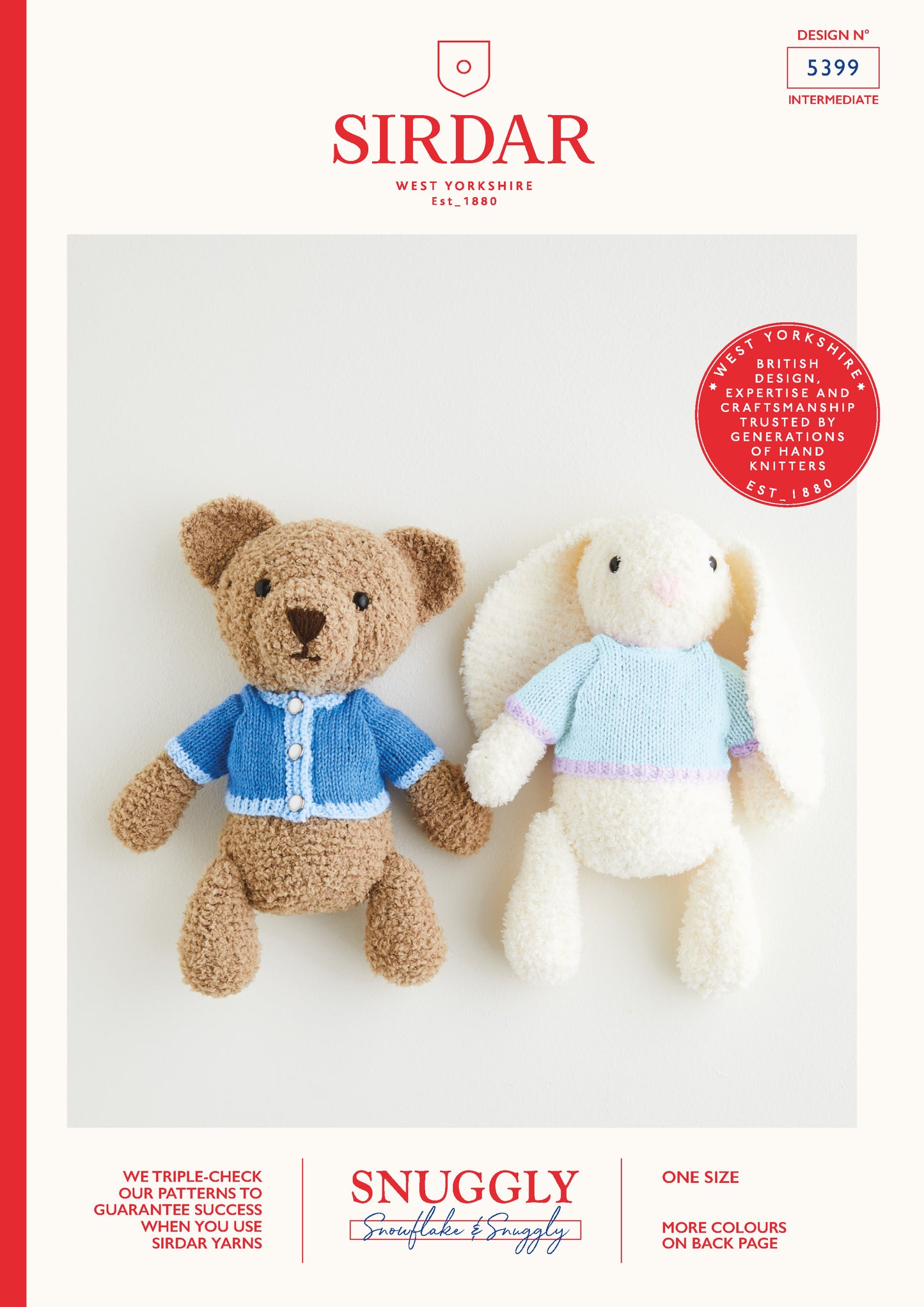 Sirdar 5399 Teddy Bear and Bunny in NEW Snuggly Snowflake Chunky Leaflet