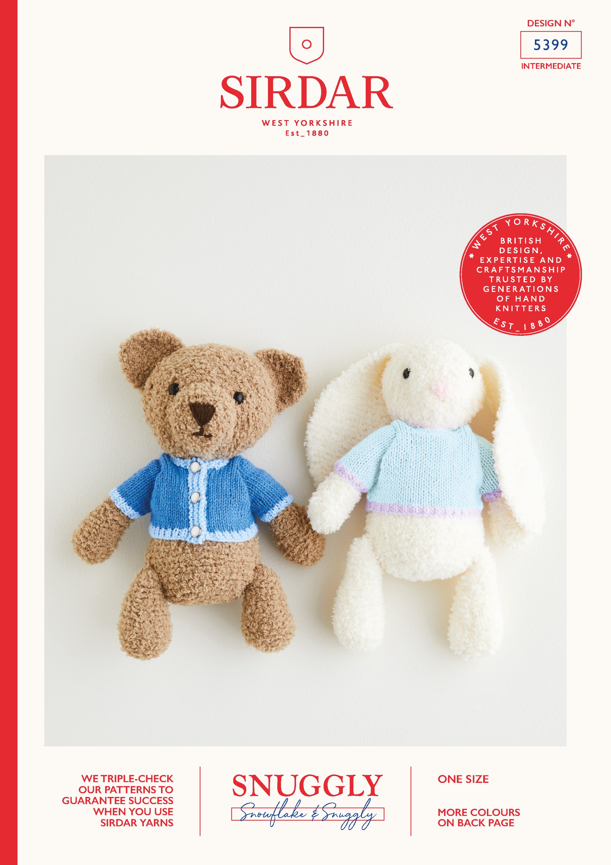 Sirdar 5399 Teddy Bear and Bunny in NEW Snuggly Snowflake Chunky Leaflet