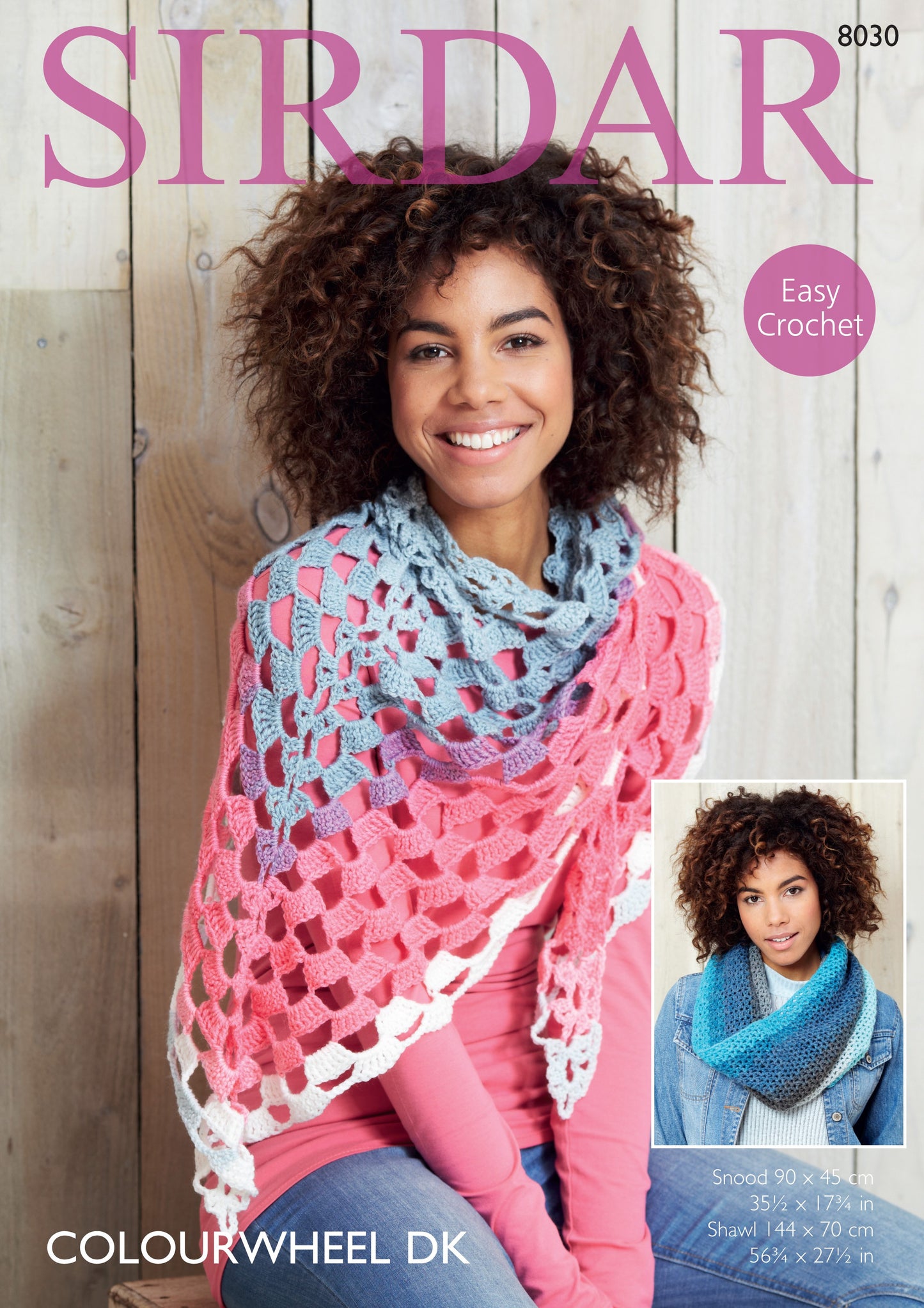 Sirdar 8030 Crochet Snood and Shawl in Colourwheel DK Pattern