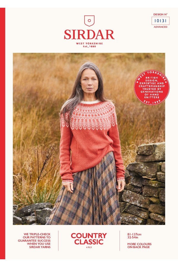 Sirdar 10131 Ladies Sweater in Country Classic 4 Ply Leaflet