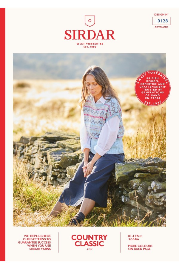 Sirdar 10128 Ladies Fairisle Top in Country Classic 4 Ply Leaflet