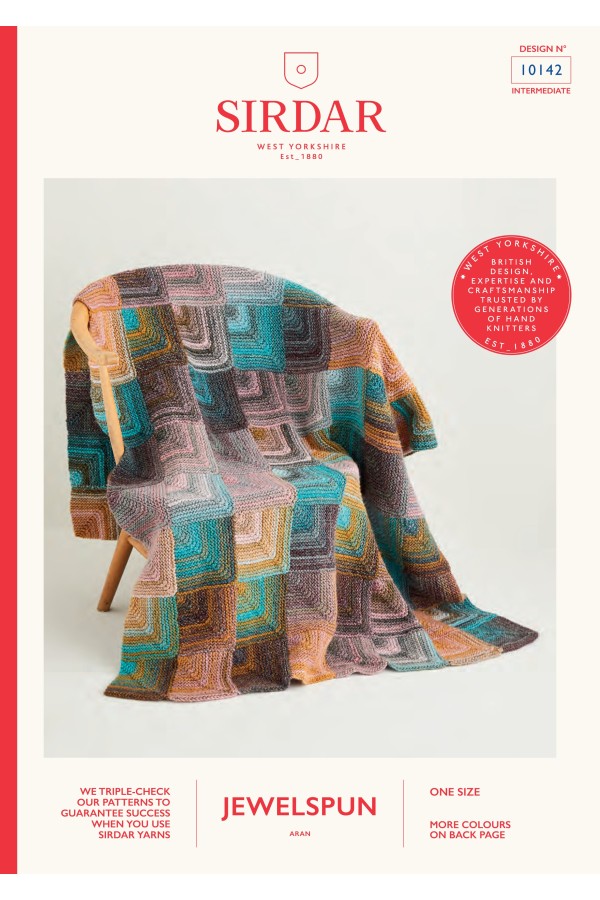 Sirdar 10142 Knitted Domino Blanket in Jewelspun Leaflet