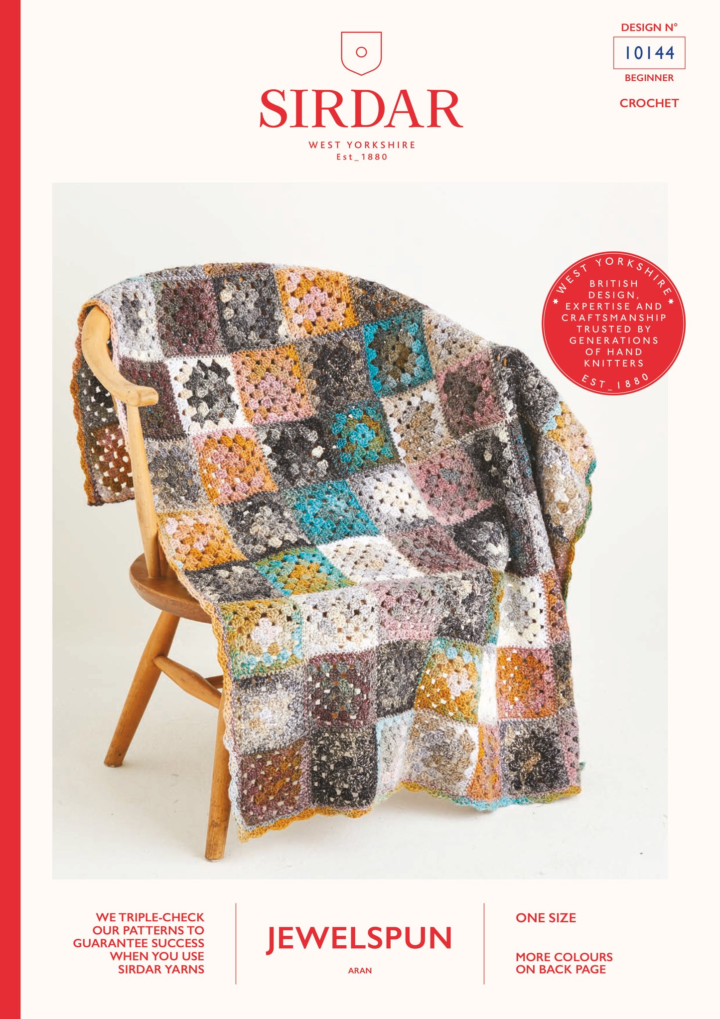 Sirdar 10144 Crochet Granny Square Blanket in Jewelspun Leaflet