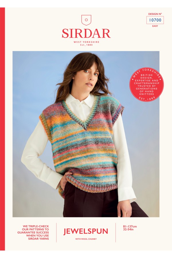 Sirdar 10700 Vest in Jewelspun with Wool Chunky Booklet