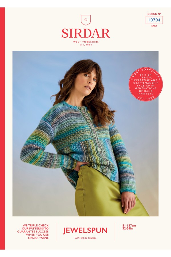 Sirdar 10704 Cardigan in Jewelspun with Wool Chunky Booklet