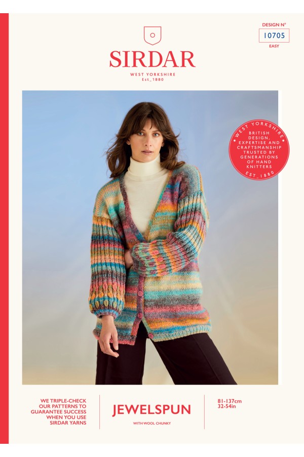 Sirdar 10705 Cardigan in Jewelspun with Wool Chunky Booklet