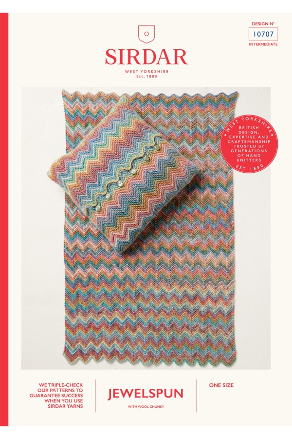 Sirdar 10707 Blanket and Cushion in Jewelspun with Wool Chunky Booklet