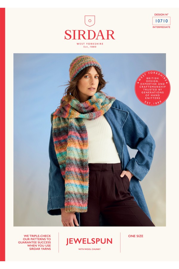 Sirdar 10710 Hat and Scarf in Jewelspun with Wool Chunky Booklet