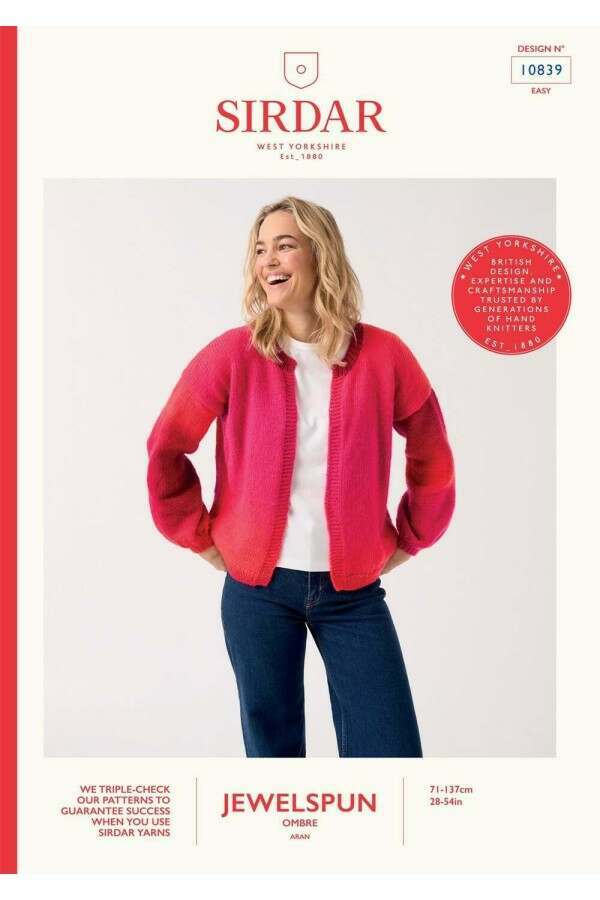 Sirdar 10839 Cardigan in Jewelspun Ombre Aran Booklet