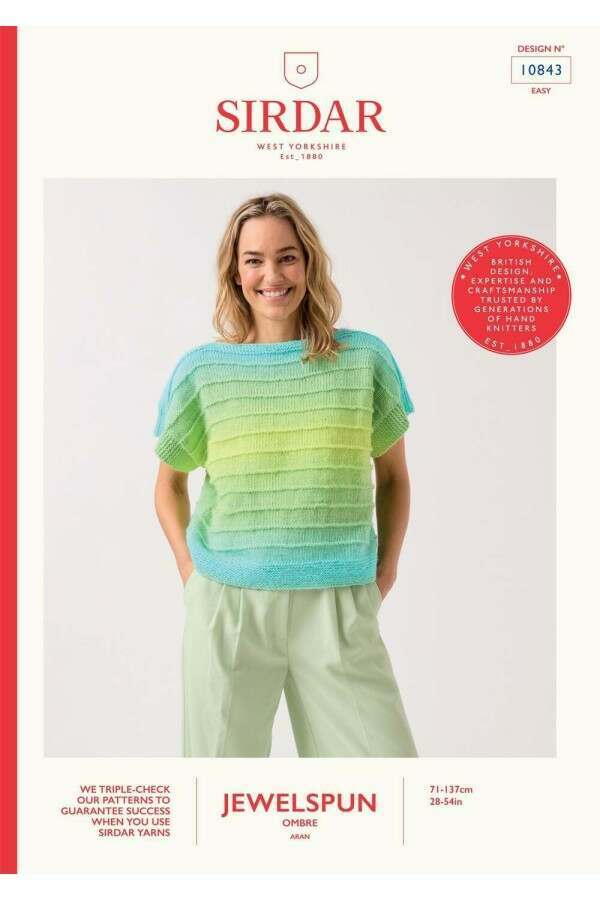 Sirdar 10843 Top in Jewelspun Ombre Aran Booklet