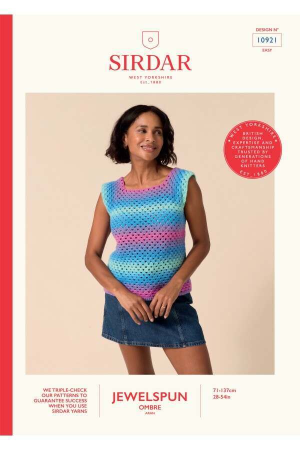 Sirdar 10921 Top in Jewelspun Ombre Aran Booklet